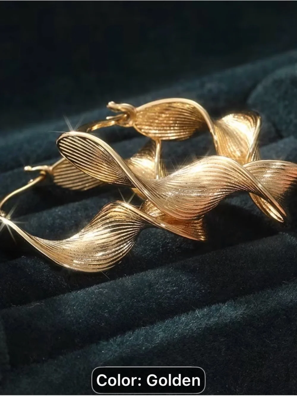 Vintage Hollow Golden Sculpted Wave Hoop Earrings - Women Jewelry